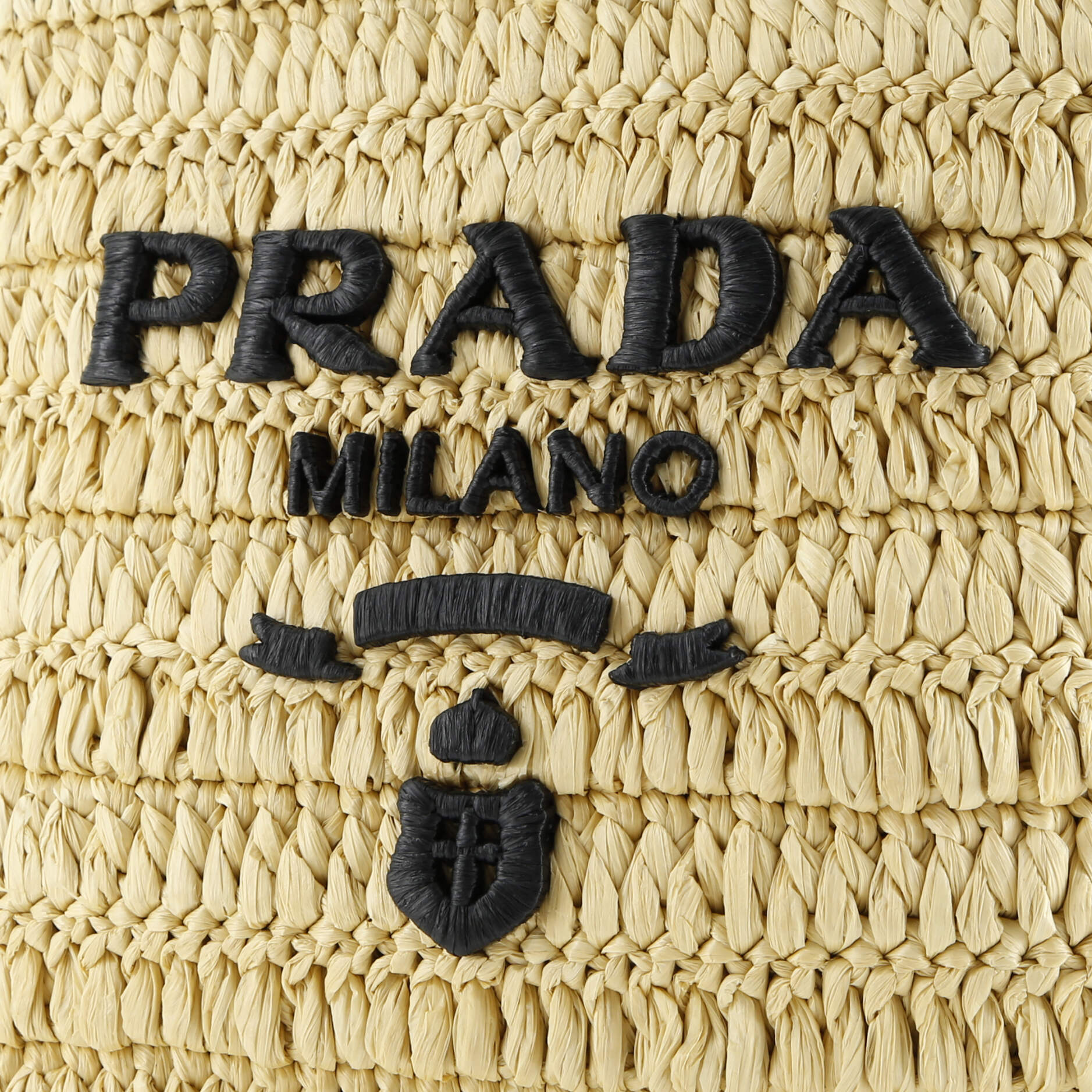 Logo Shopping Tote Raffia and Leather Small