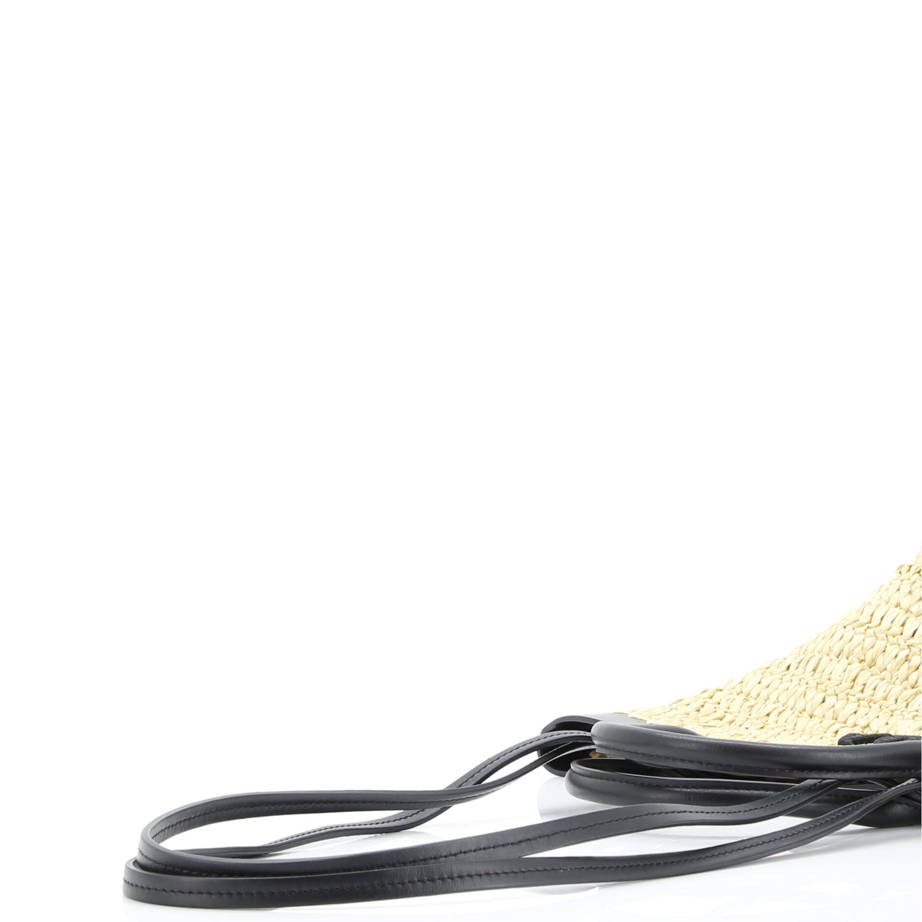 Logo Shopping Tote Raffia and Leather Small