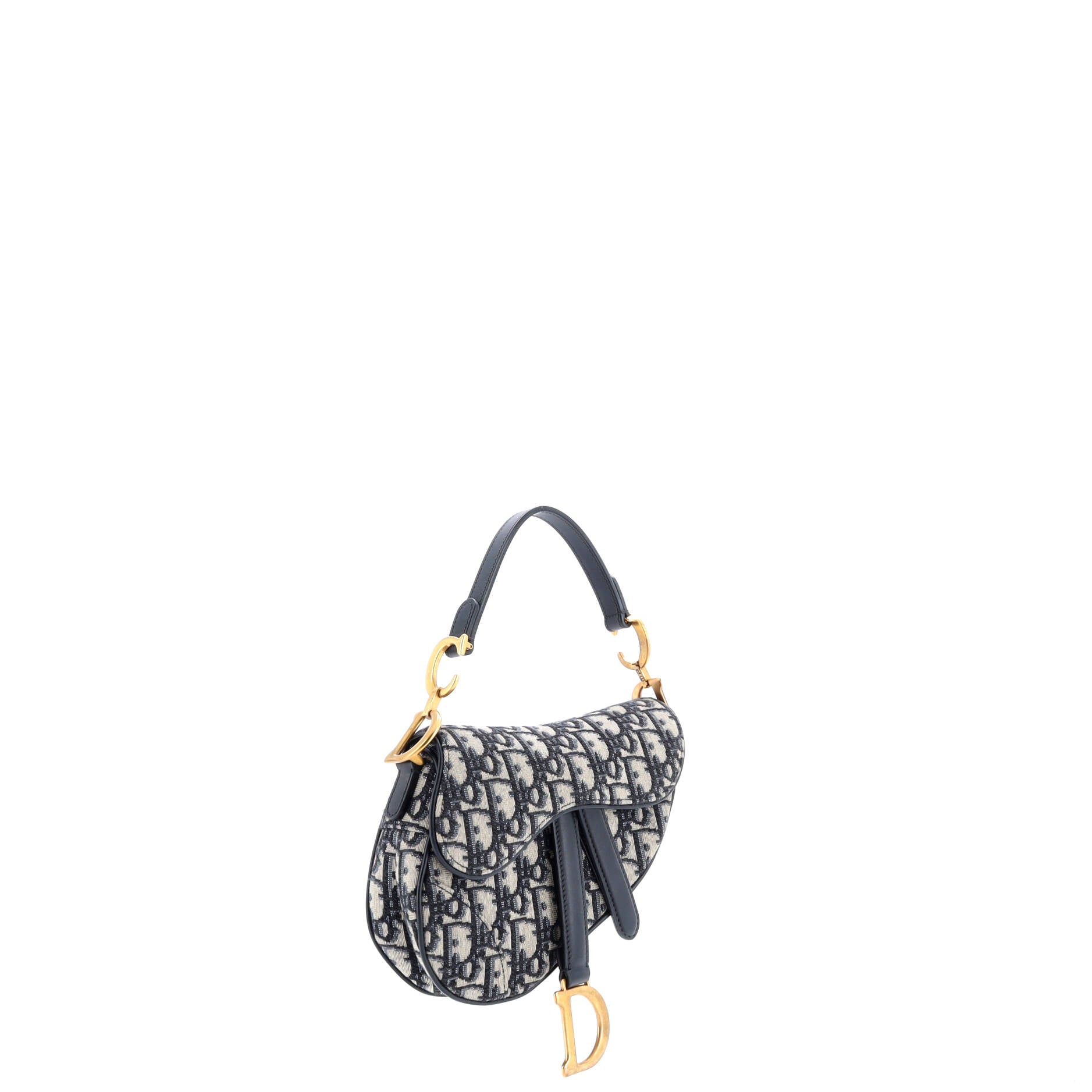 Saddle Handbag with Strap Oblique Canvas Mini