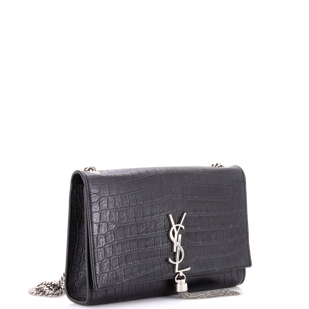 Classic Monogram Tassel Crossbody Bag Crocodile Embossed Leather Medium