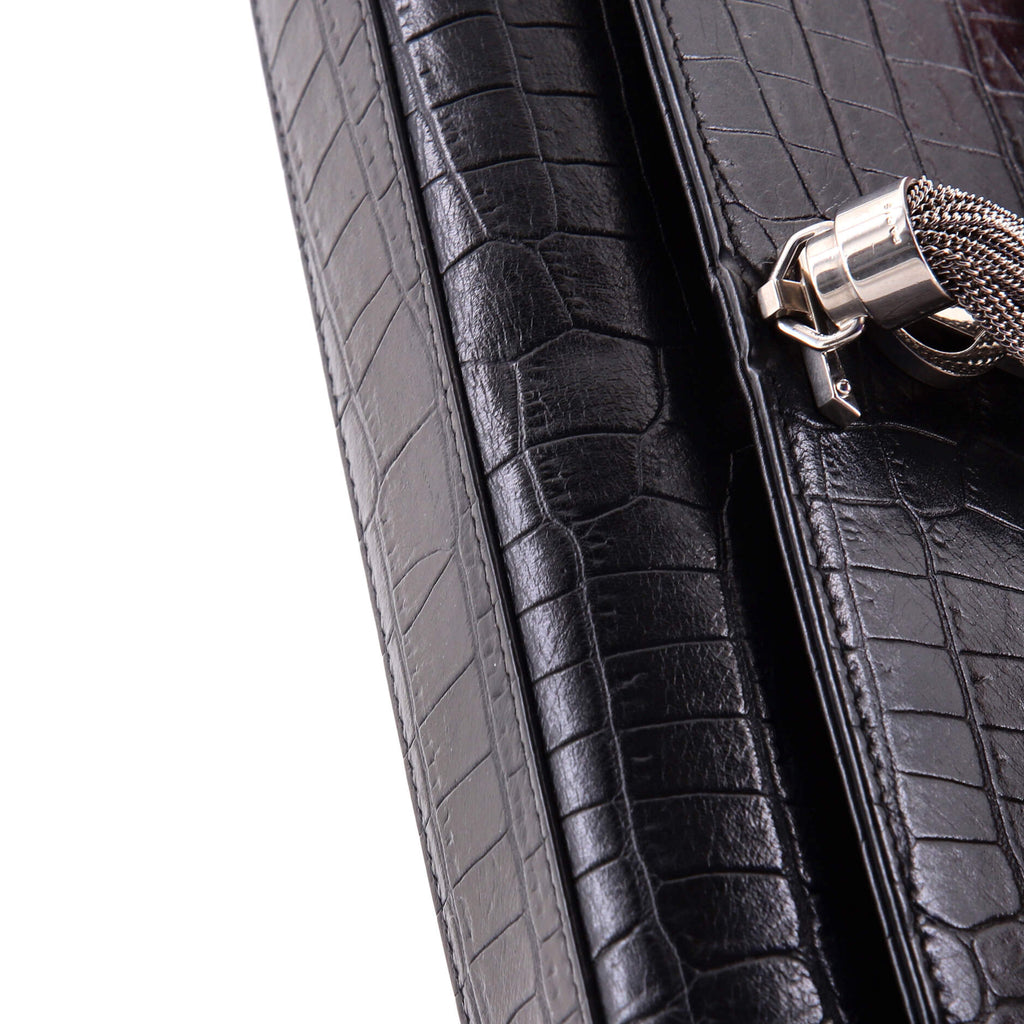Classic Monogram Tassel Crossbody Bag Crocodile Embossed Leather Medium