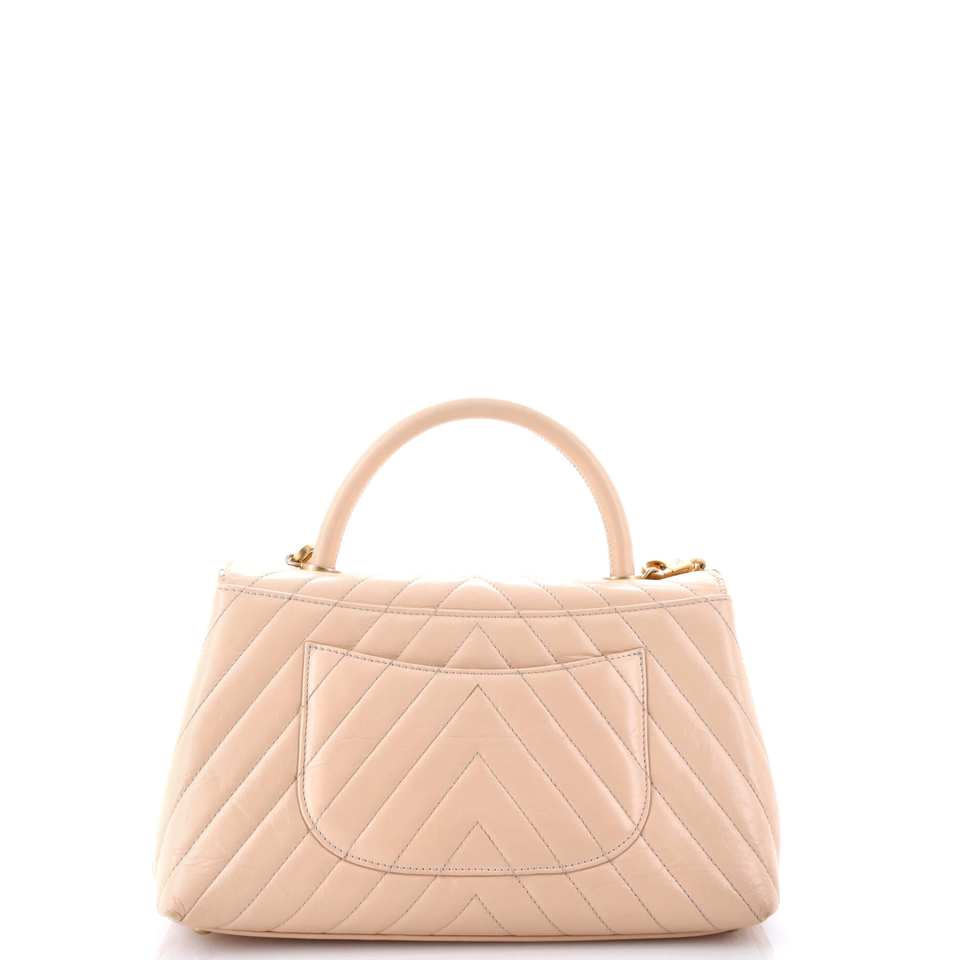 Coco Top Handle Bag Chevron Calfskin Small