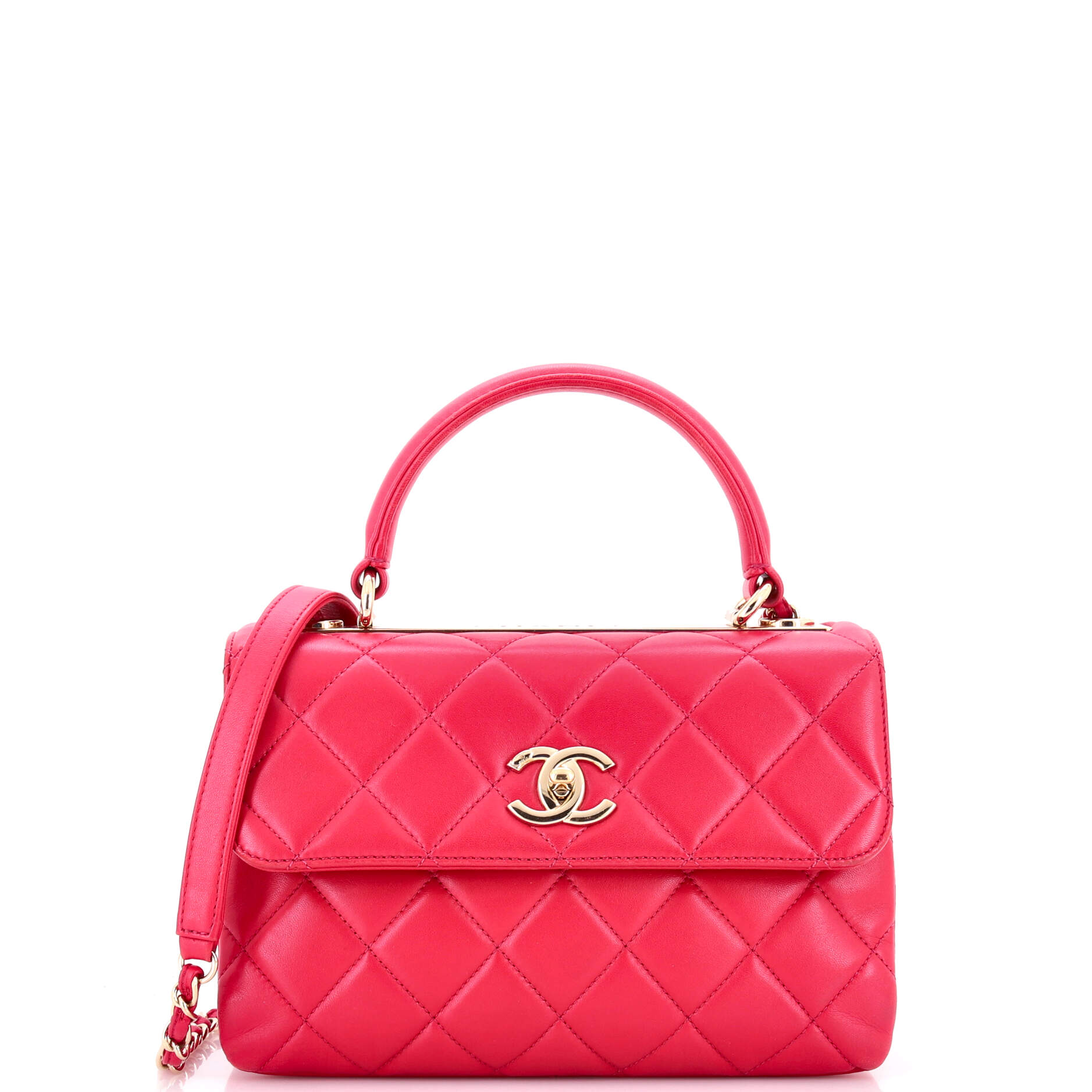 Trendy CC Top Handle Bag Quilted Lambskin Small