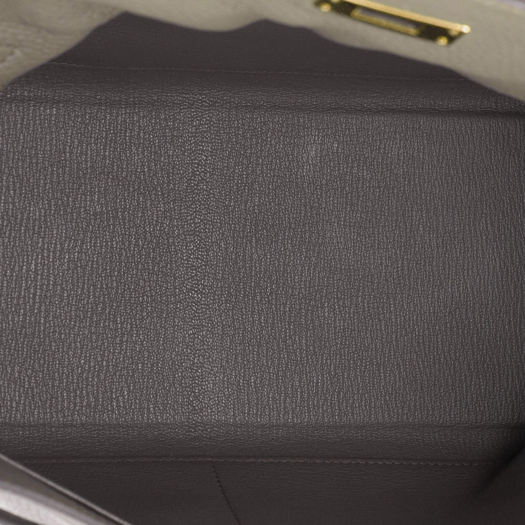 Kelly Handbag Grey Clemence with Gold Hardware 32