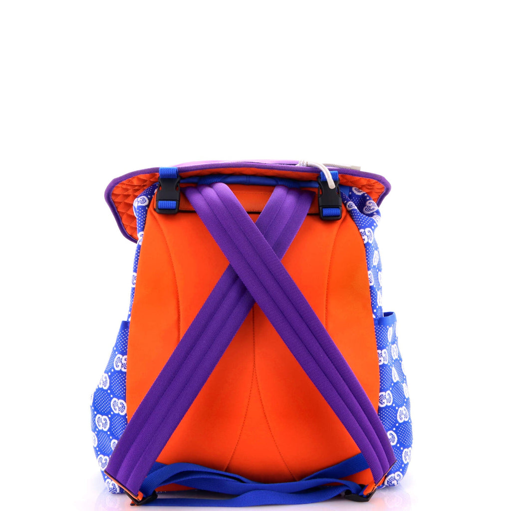 Panelled Double Buckle Backpack GG Jacquard Nylon and Rubber Large