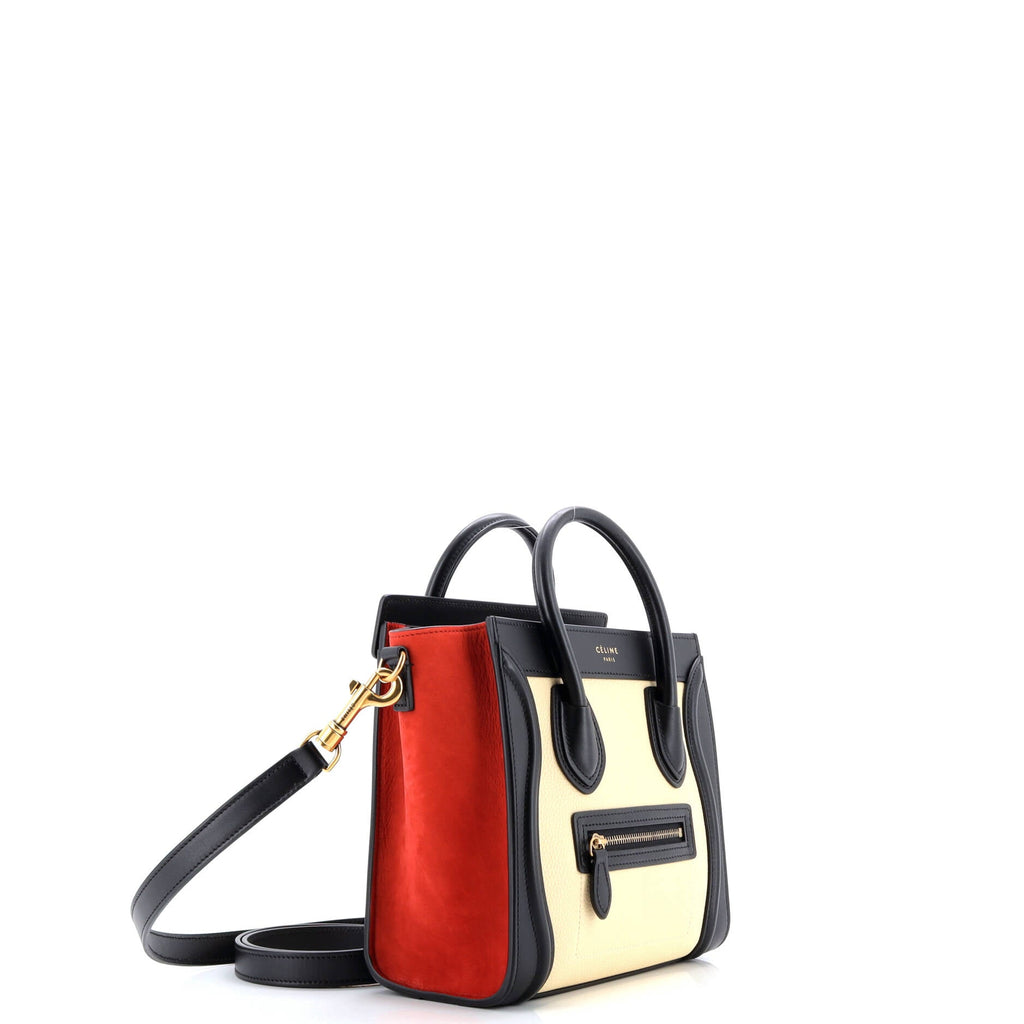 Tricolor Luggage Bag Leather Nano