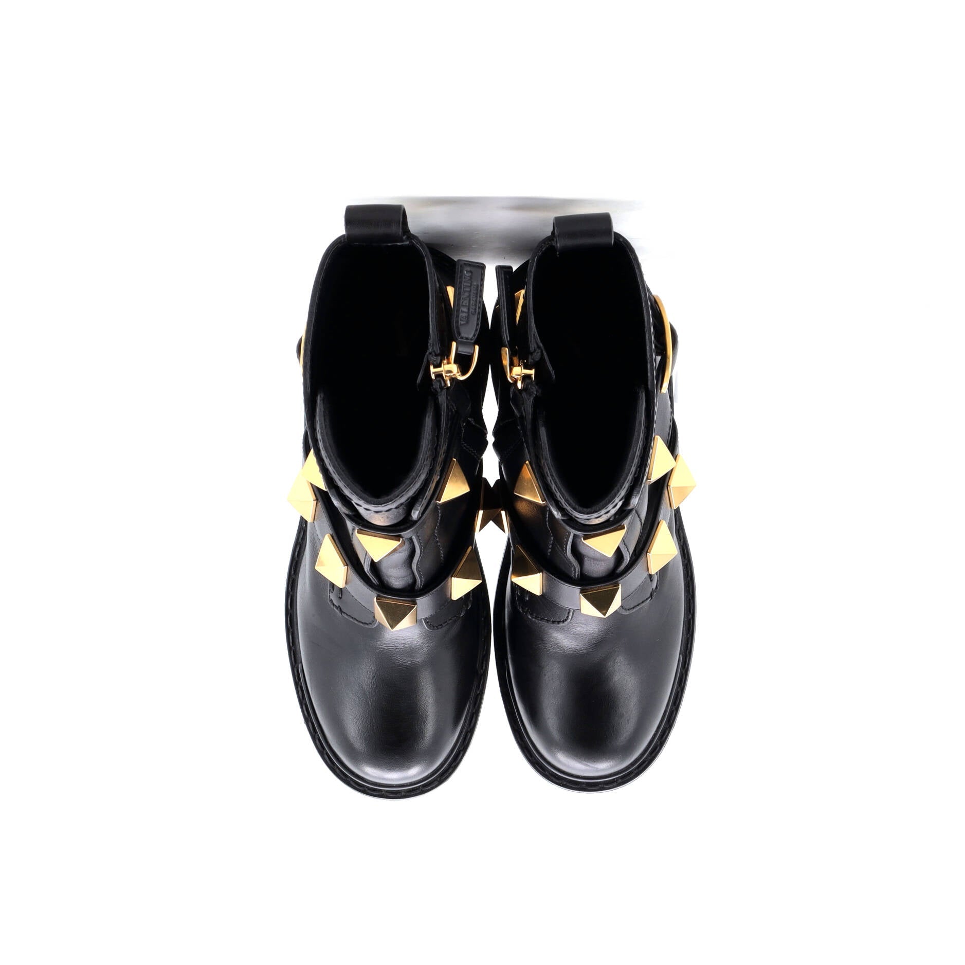 Women's Roman Stud Combat Ankle Boots Leather