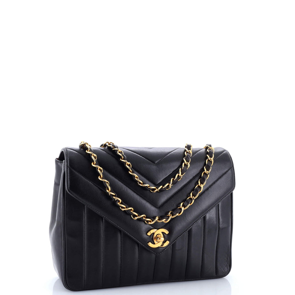 Vintage Envelope Flap Bag Chevron Lambskin Small
