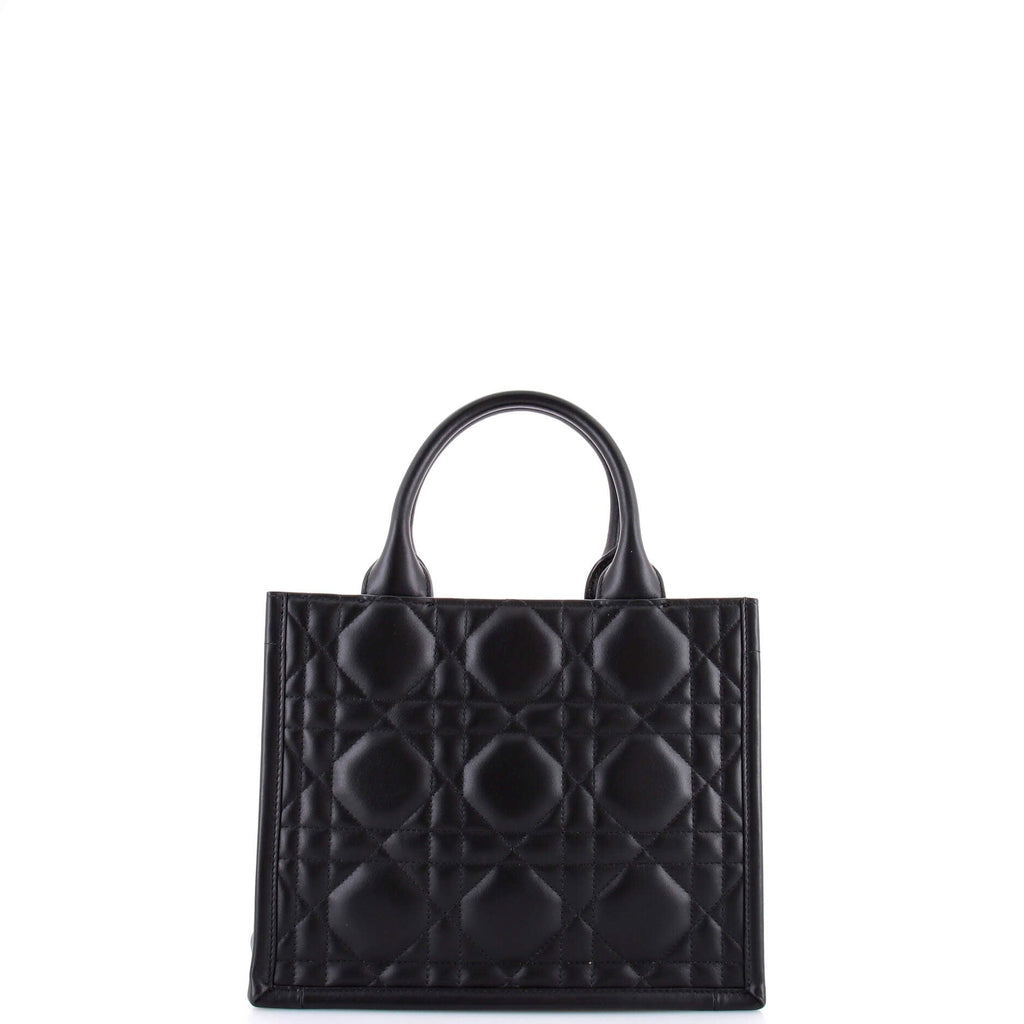 Book Tote with Strap Cannage Quilt Lambskin Small