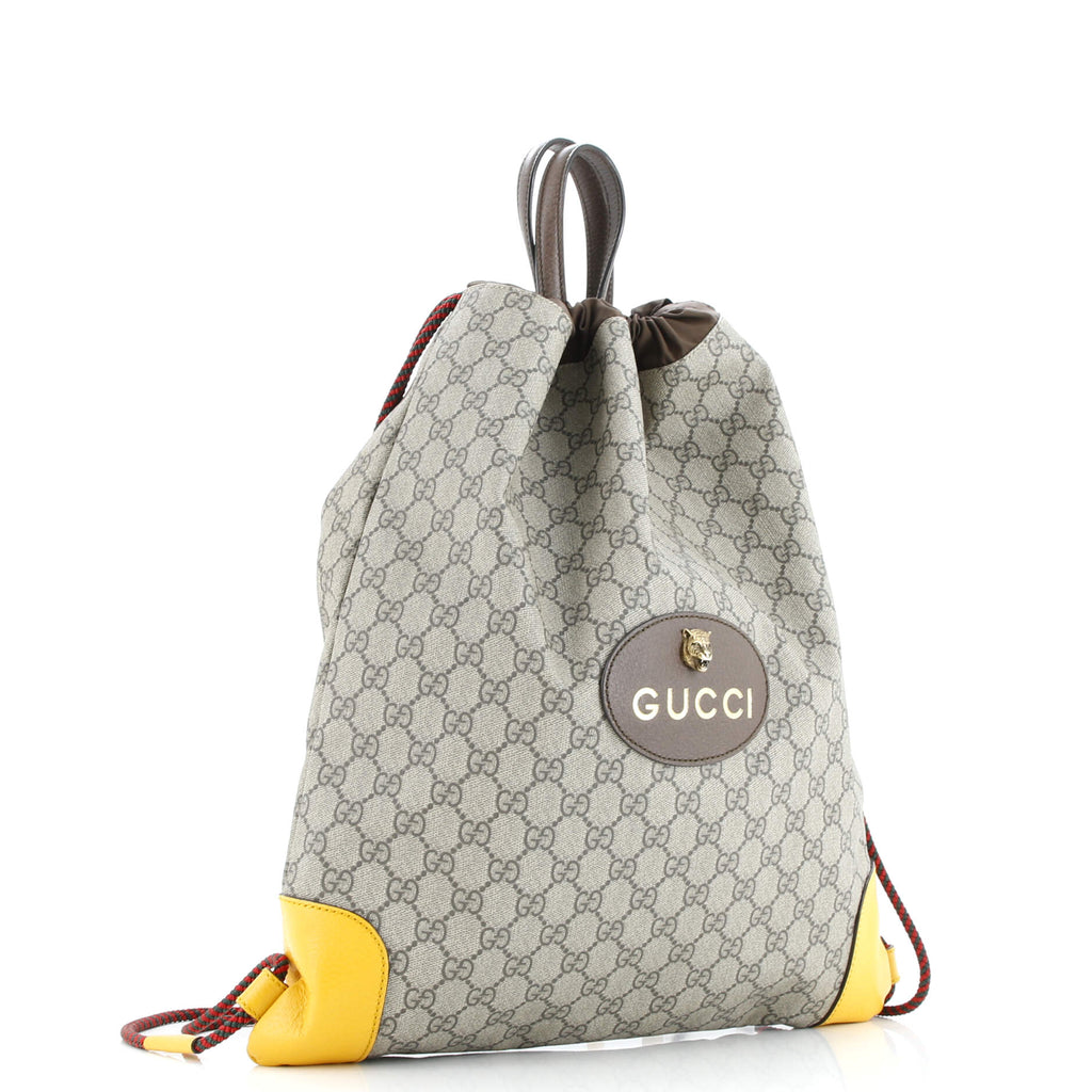 Neo Vintage Drawstring Backpack GG Coated Canvas Large