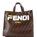 Mania Logo Shopper Tote Zucca Coated Canvas Large