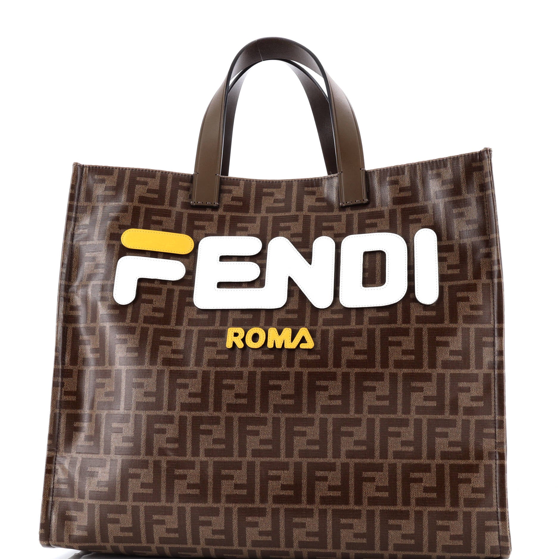 Mania Logo Shopper Tote Zucca Coated Canvas Large