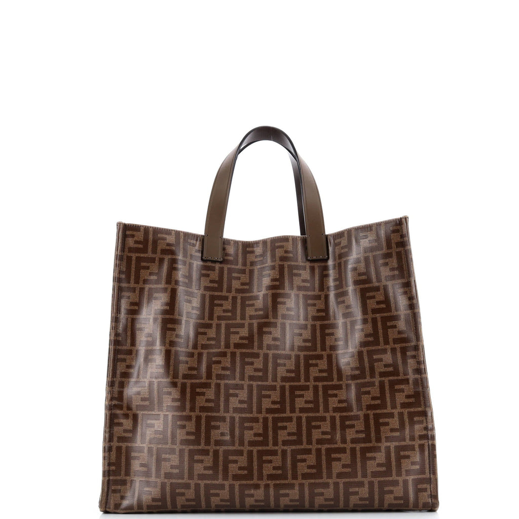 Mania Logo Shopper Tote Zucca Coated Canvas Large