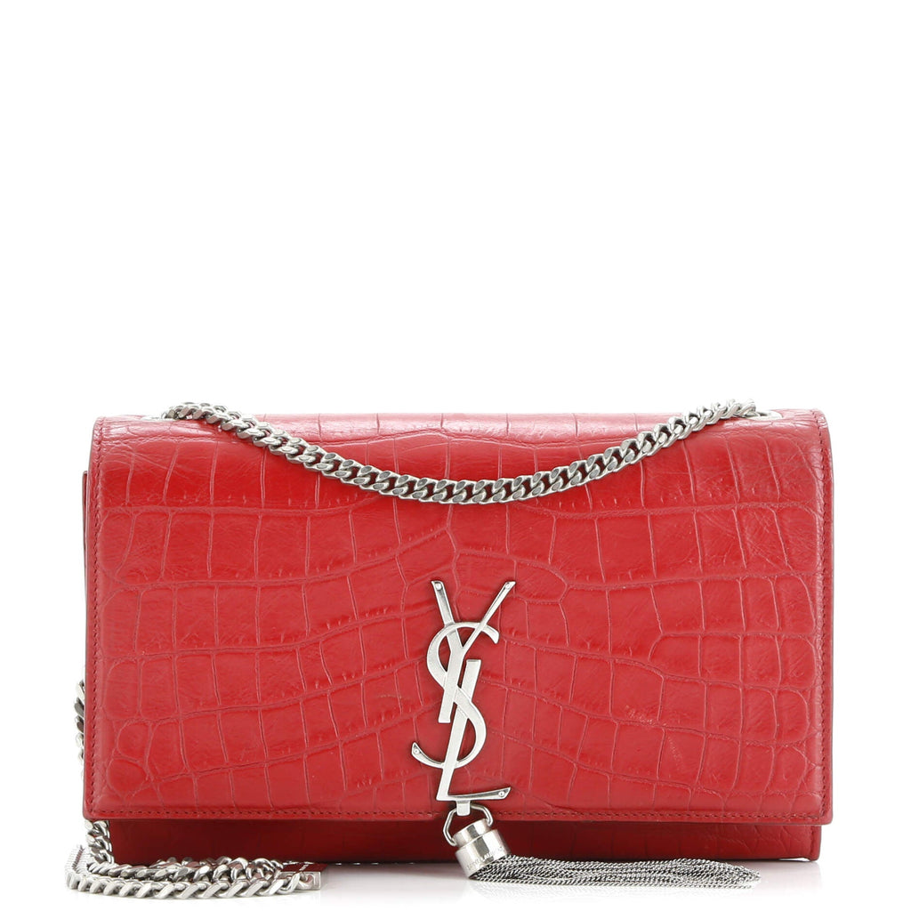 Classic Monogram Tassel Crossbody Bag Crocodile Embossed Leather Medium