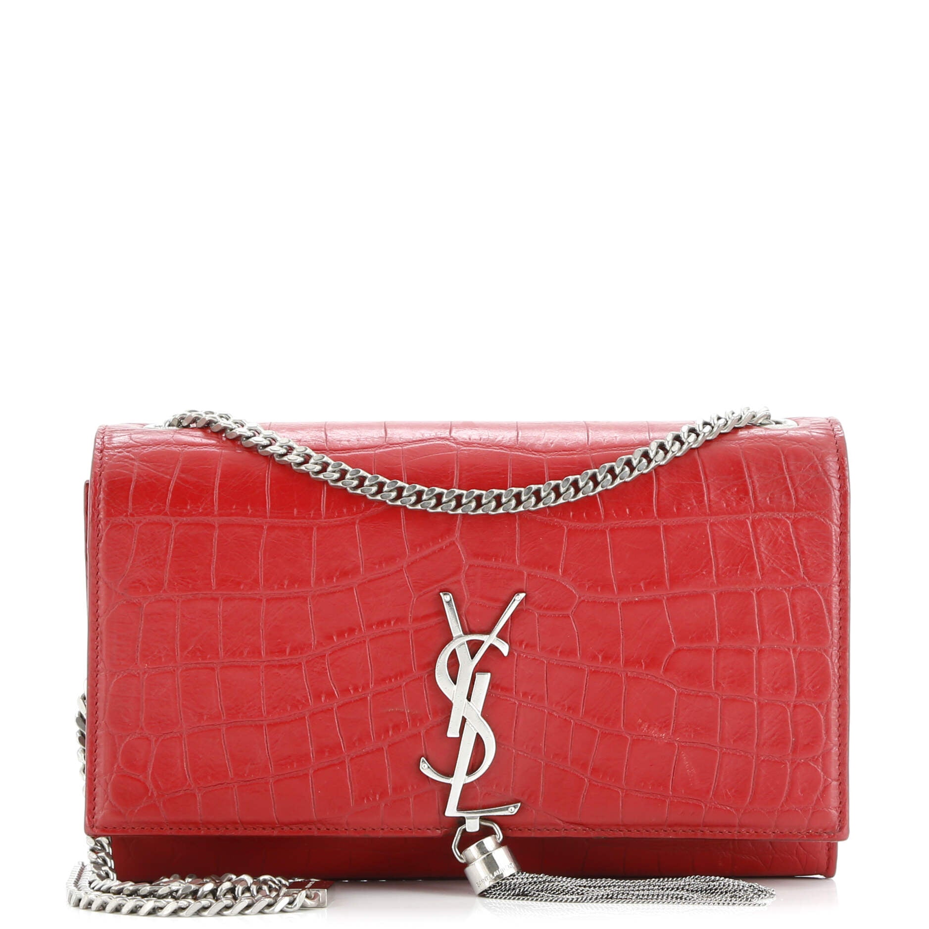 Classic Monogram Tassel Crossbody Bag Crocodile Embossed Leather Medium