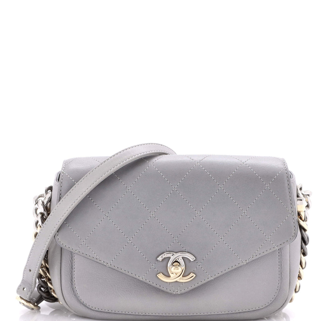 Two Tone Envelope Flap Bag Quilted Calfskin Medium