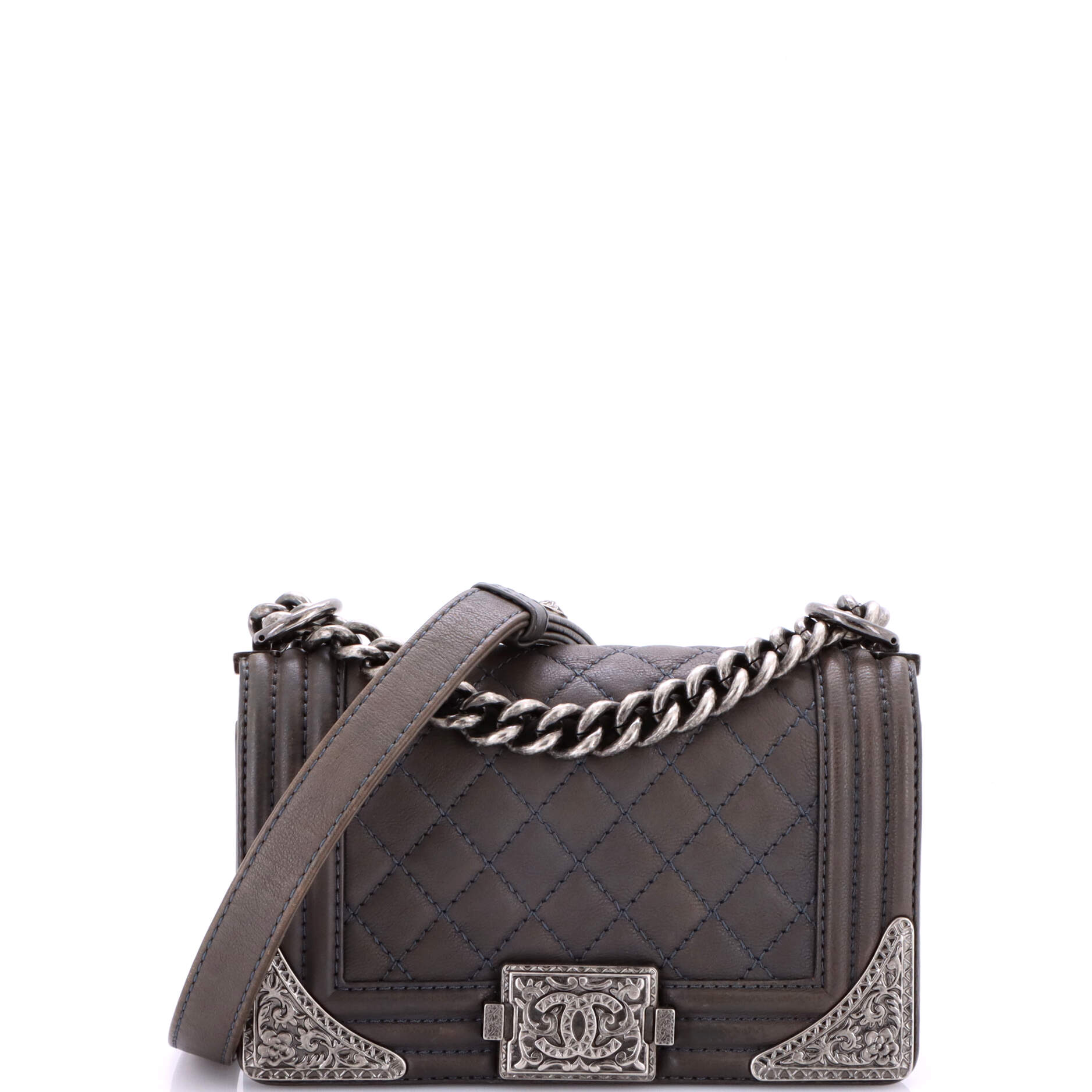 Paris-Dallas Boy Flap Bag Quilted Calfskin with Metal Adornments Small
