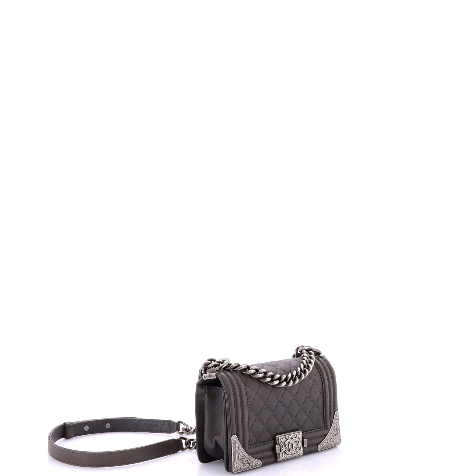 Paris-Dallas Boy Flap Bag Quilted Calfskin with Metal Adornments Small