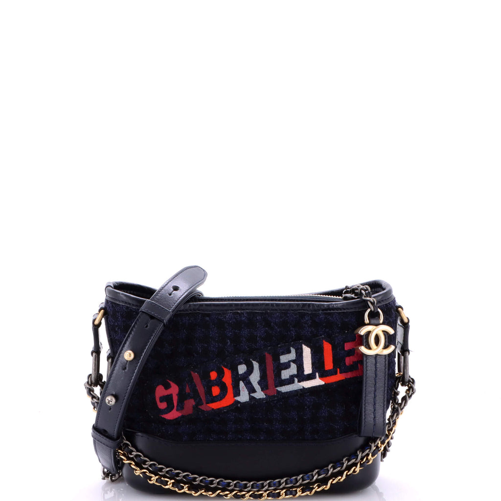 Gabrielle Logo Hobo Tweed and Calfskin Small