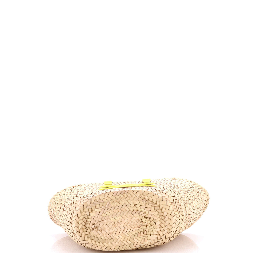 Triomphe Basket Shoulder Bag Raffia with Leather Teen