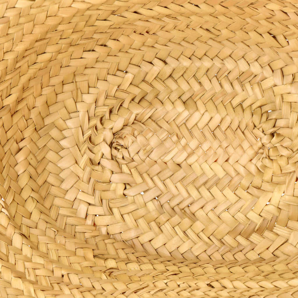 Triomphe Basket Shoulder Bag Raffia with Leather Teen
