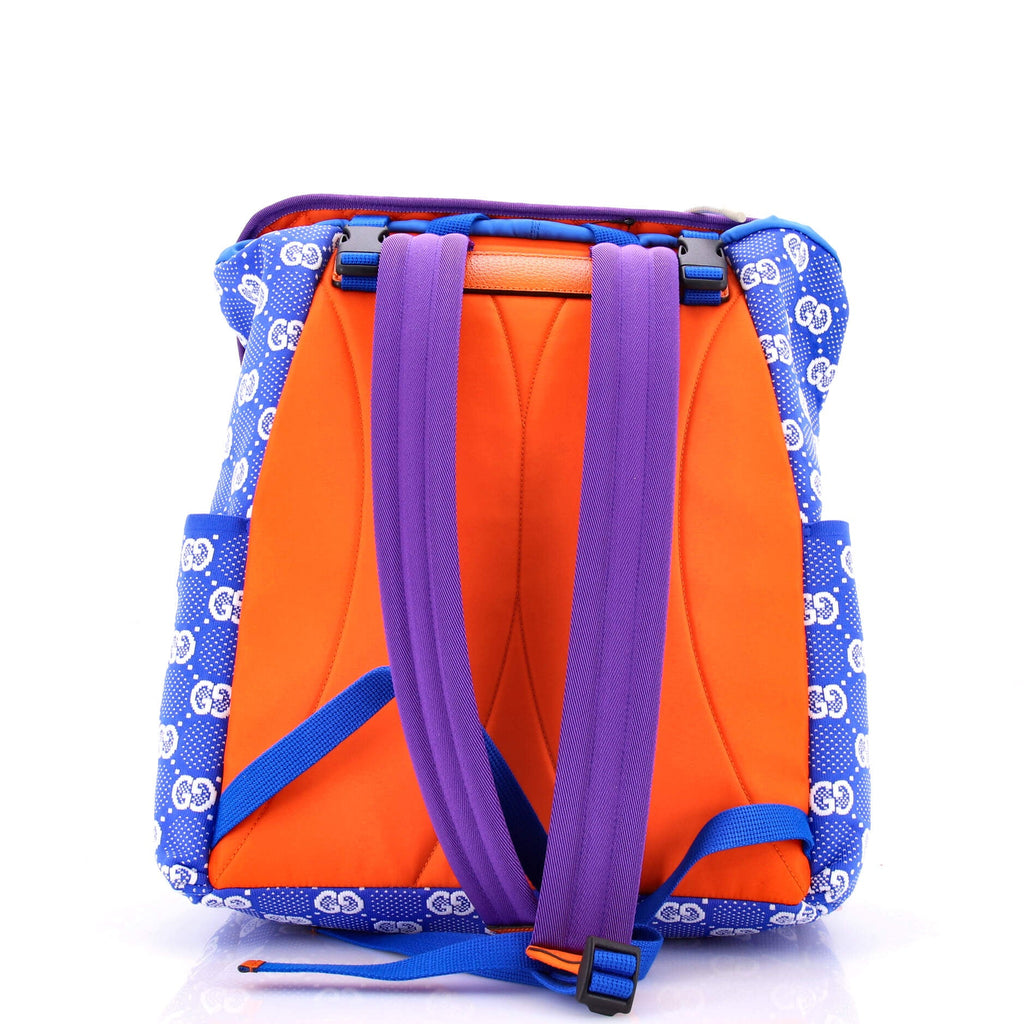Panelled Double Buckle Backpack GG Jacquard Nylon and Rubber Large