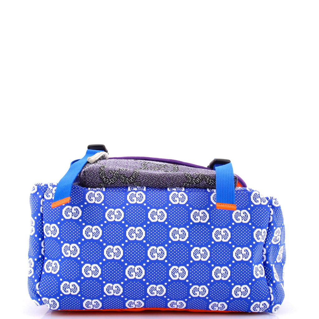 Panelled Double Buckle Backpack GG Jacquard Nylon and Rubber Large