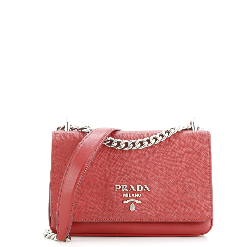 Chain Flap Crossbody Bag Saffiano and Soft Calf Small