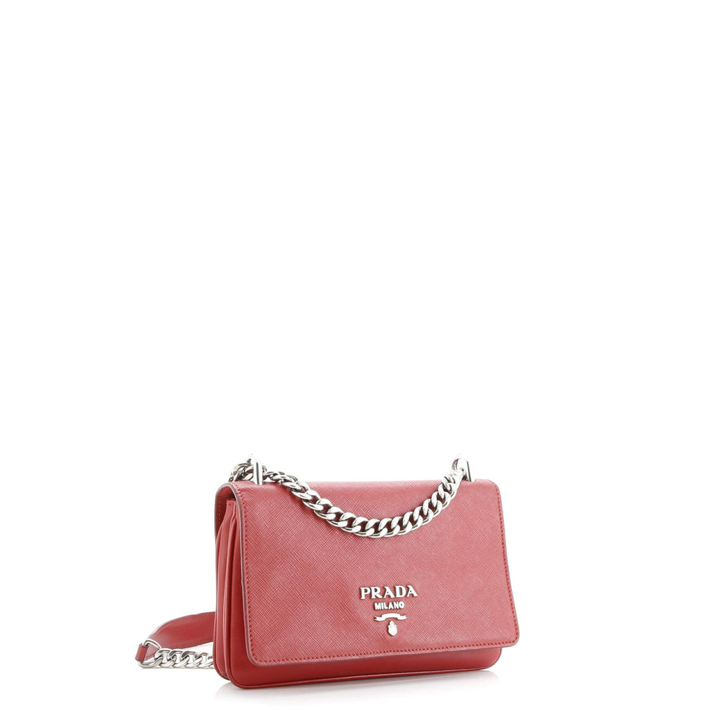 Chain Flap Crossbody Bag Saffiano and Soft Calf Small