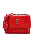 Sunset Crossbody Bag Crocodile Embossed Leather Medium