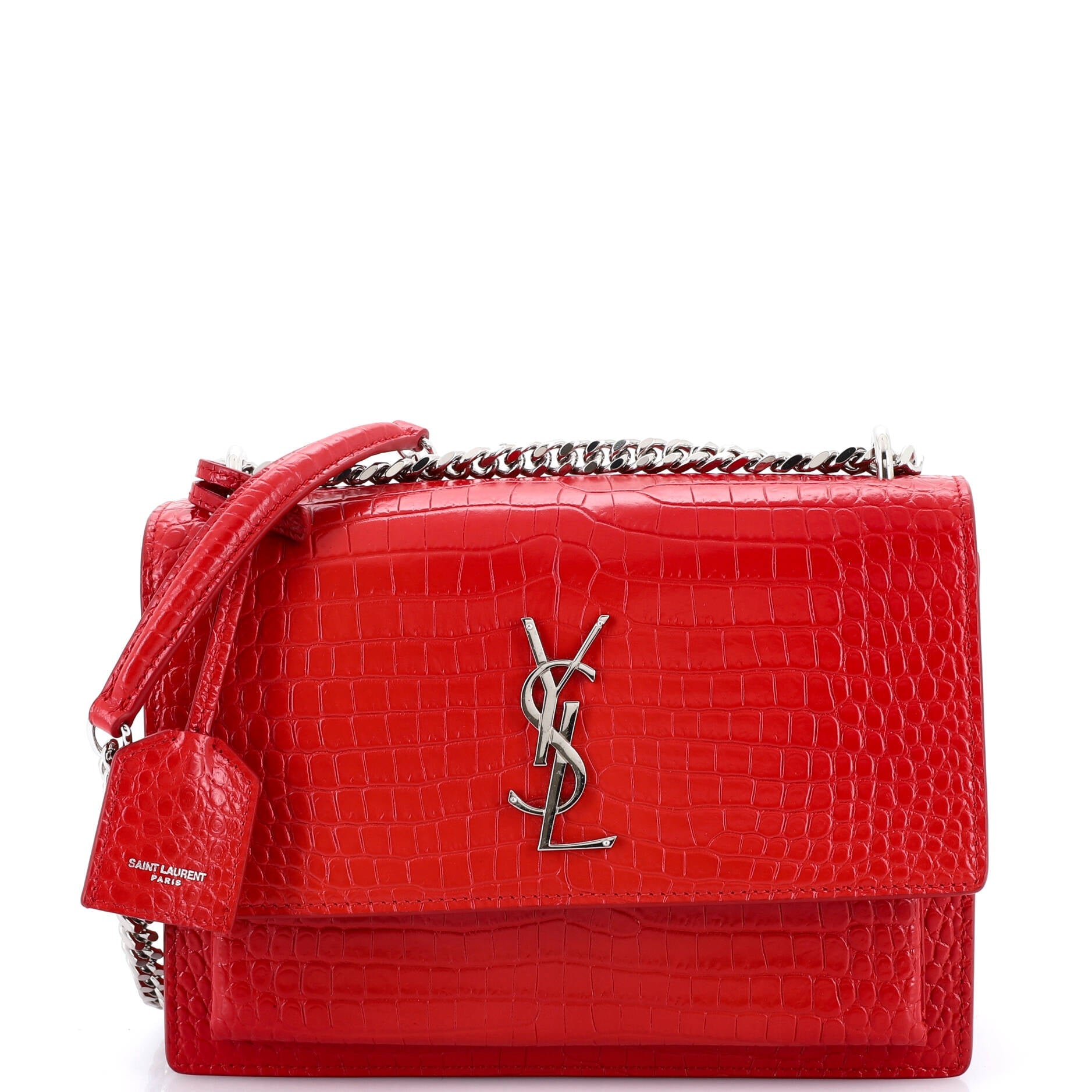 Sunset Crossbody Bag Crocodile Embossed Leather Medium