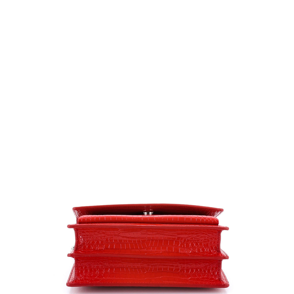 Sunset Crossbody Bag Crocodile Embossed Leather Medium