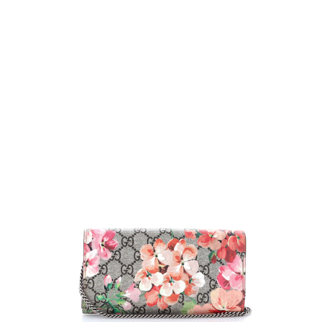 Dionysus Chain Wallet Blooms Print GG Coated Canvas Small