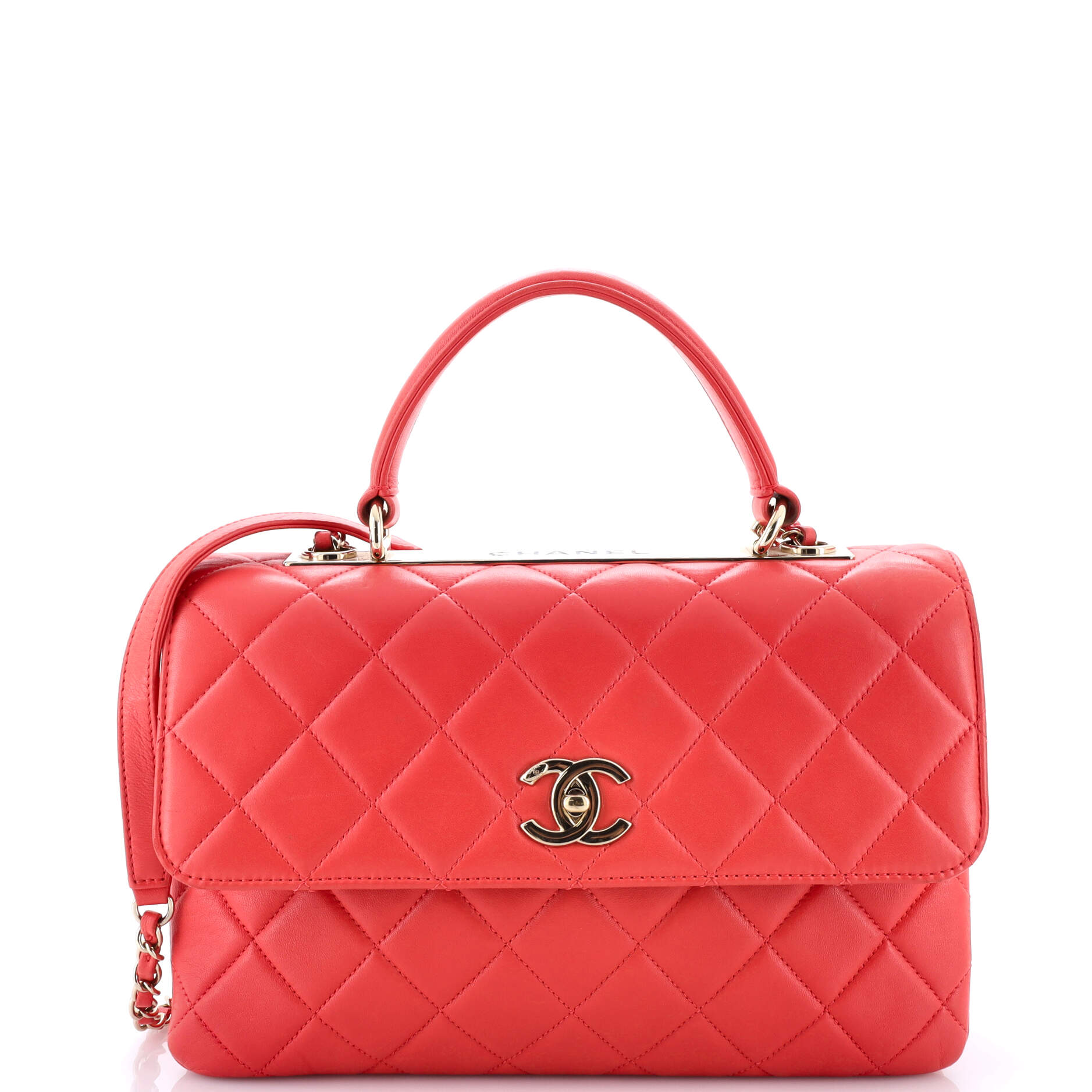 Trendy CC Top Handle Bag Quilted Lambskin Medium