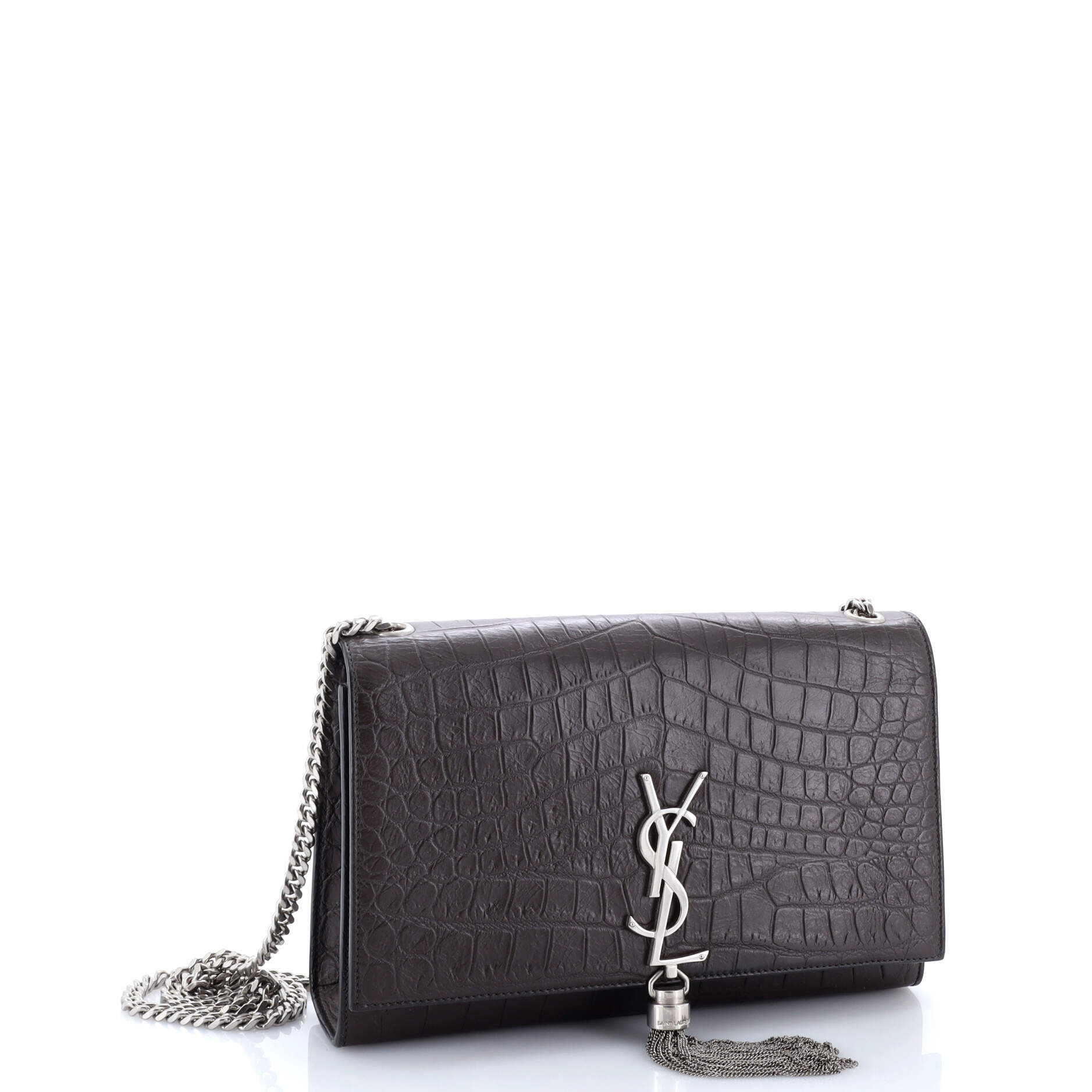 Classic Monogram Tassel Crossbody Bag Crocodile Embossed Leather Medium