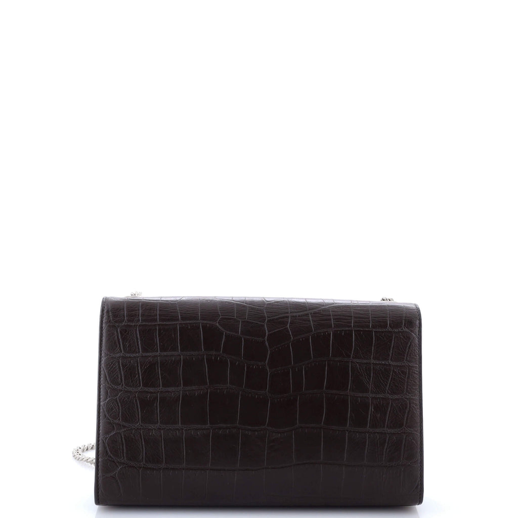 Classic Monogram Tassel Crossbody Bag Crocodile Embossed Leather Medium