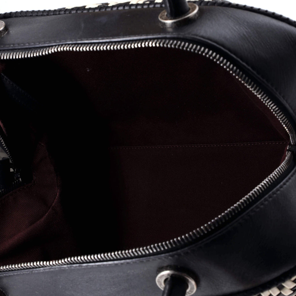 Convertible Chain Bowler Bag Woven Calfskin Large
