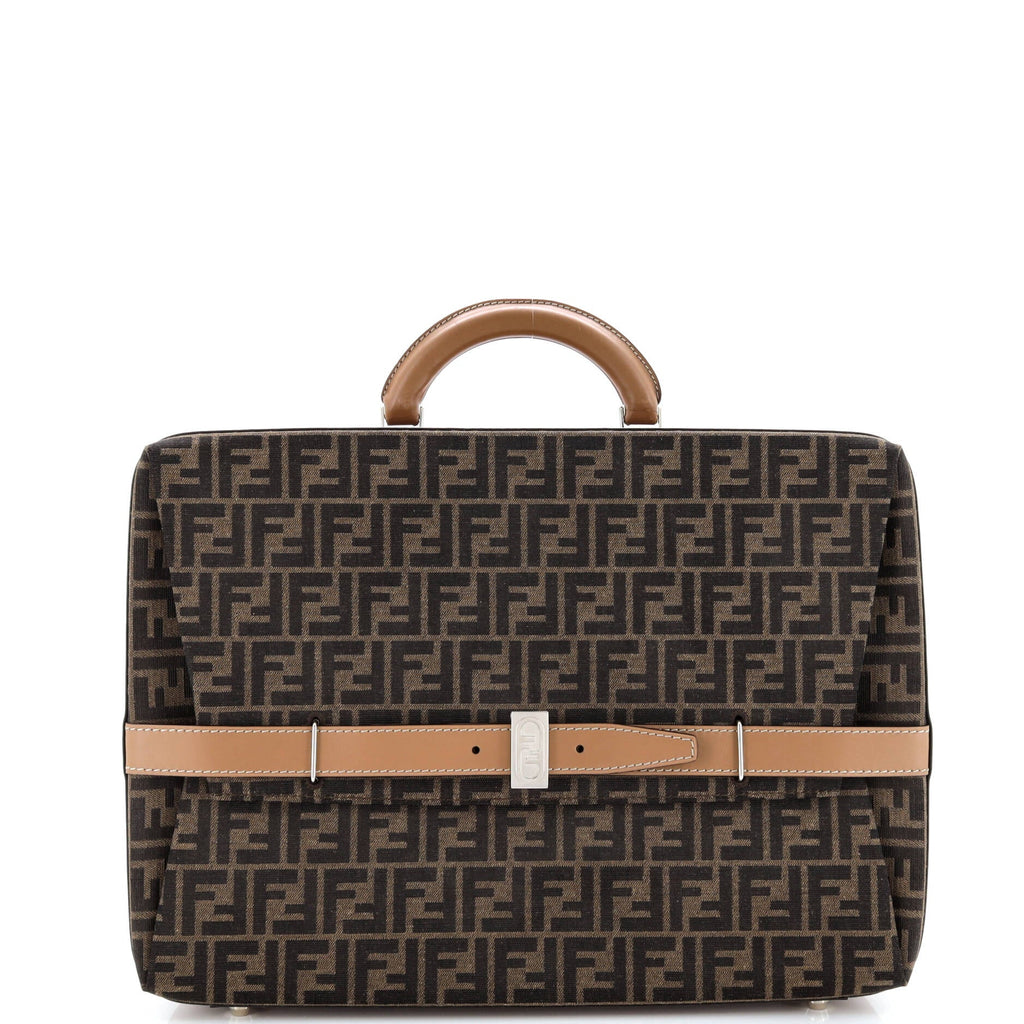 FF Belted Top Handle Suitcase Zucca Canvas with Leather