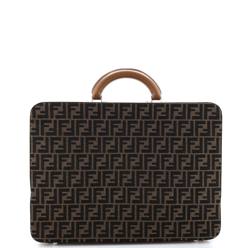 FF Belted Top Handle Suitcase Zucca Canvas with Leather