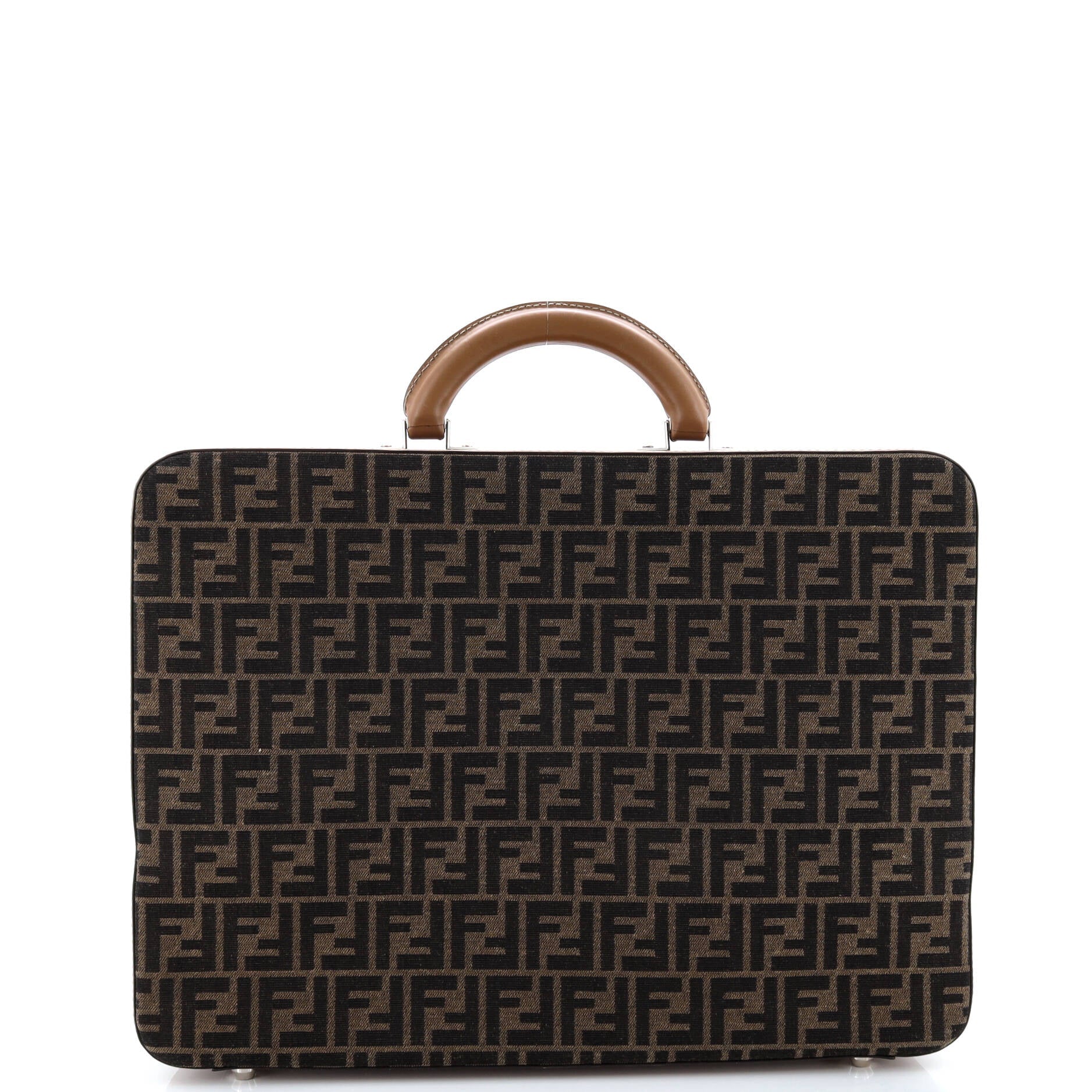 FF Belted Top Handle Suitcase Zucca Canvas with Leather