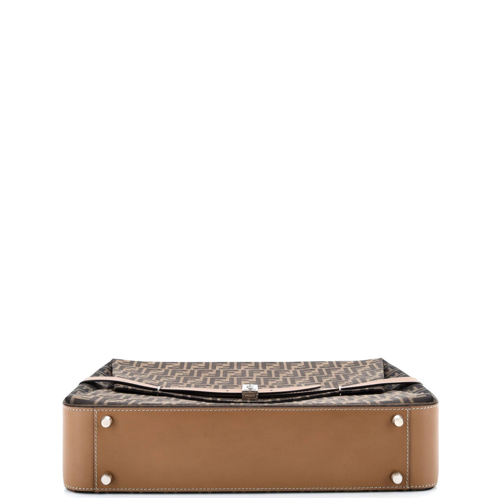 FF Belted Top Handle Suitcase Zucca Canvas with Leather