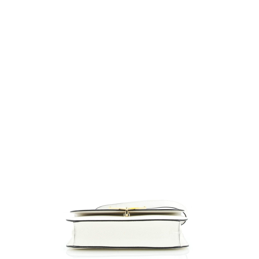 Embleme Triangle Logo Flap Bag Saffiano Leather Small