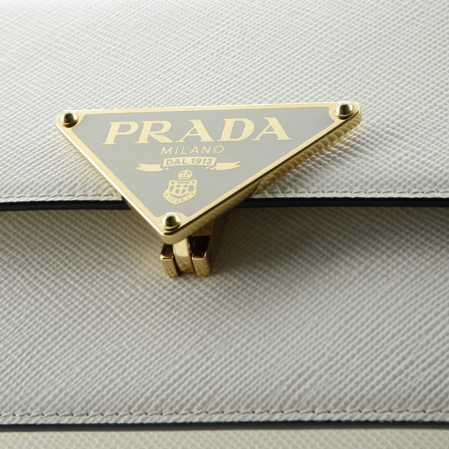 Embleme Triangle Logo Flap Bag Saffiano Leather Small