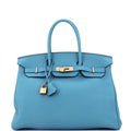 Birkin Handbag Turquoise Togo with Gold Hardware 35