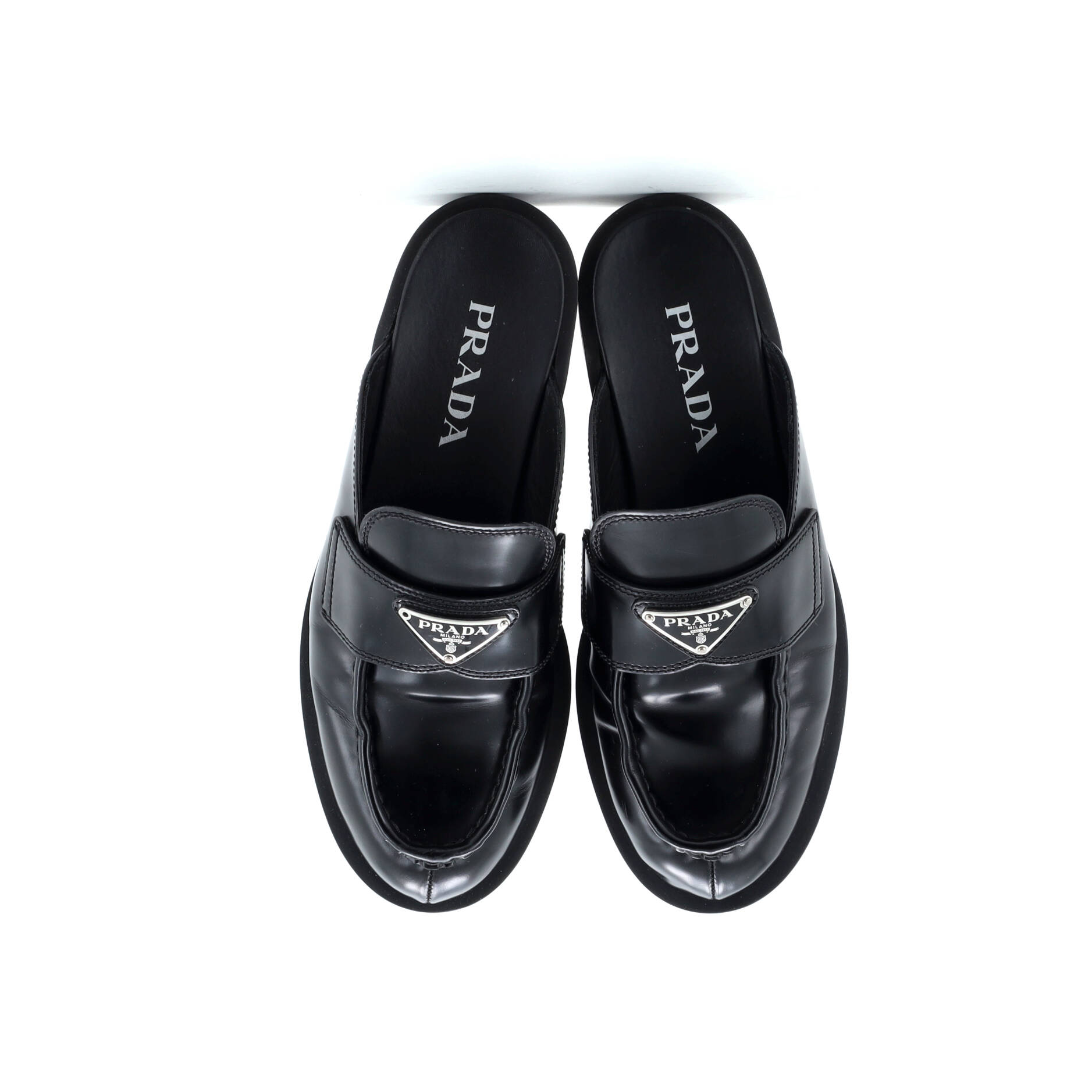 Women's Triangle Logo Slide Mules Leather