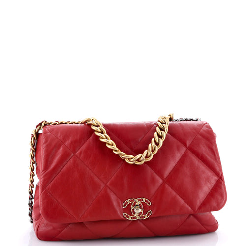 19 Flap Bag Quilted Leather Maxi