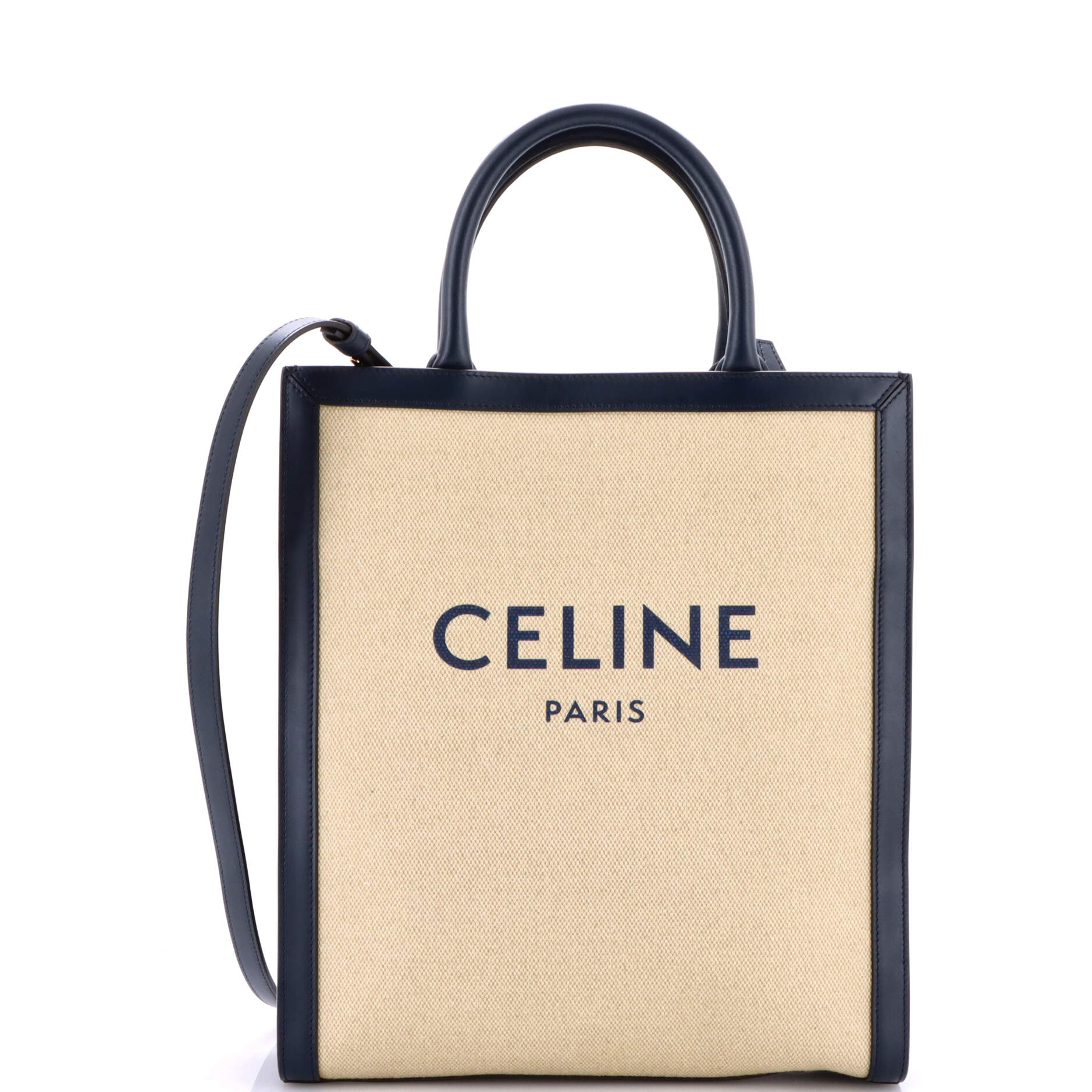 Vertical Cabas Tote Canvas with Leather Small