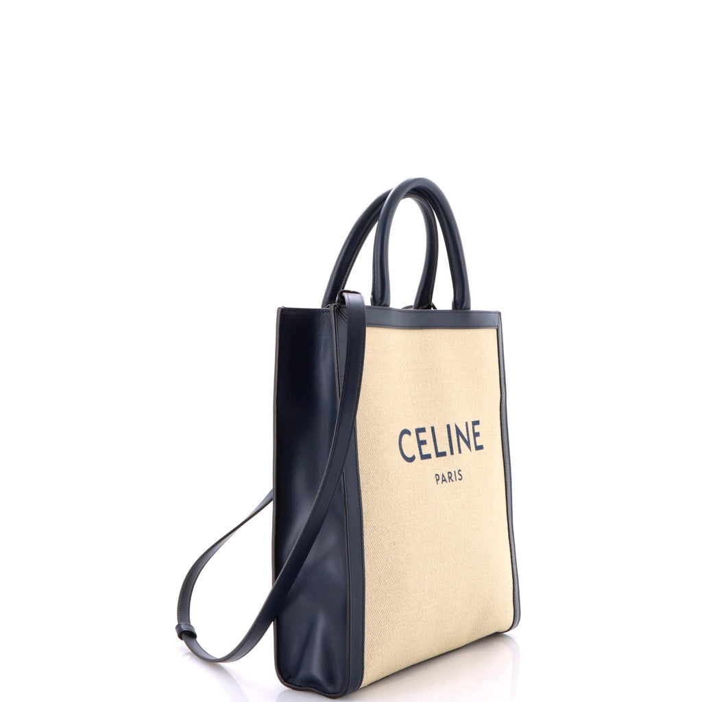 Vertical Cabas Tote Canvas with Leather Small