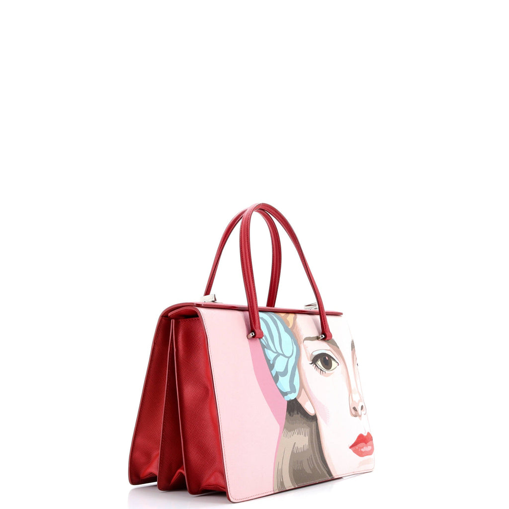 Turn Lock Tote Printed Saffiano Medium