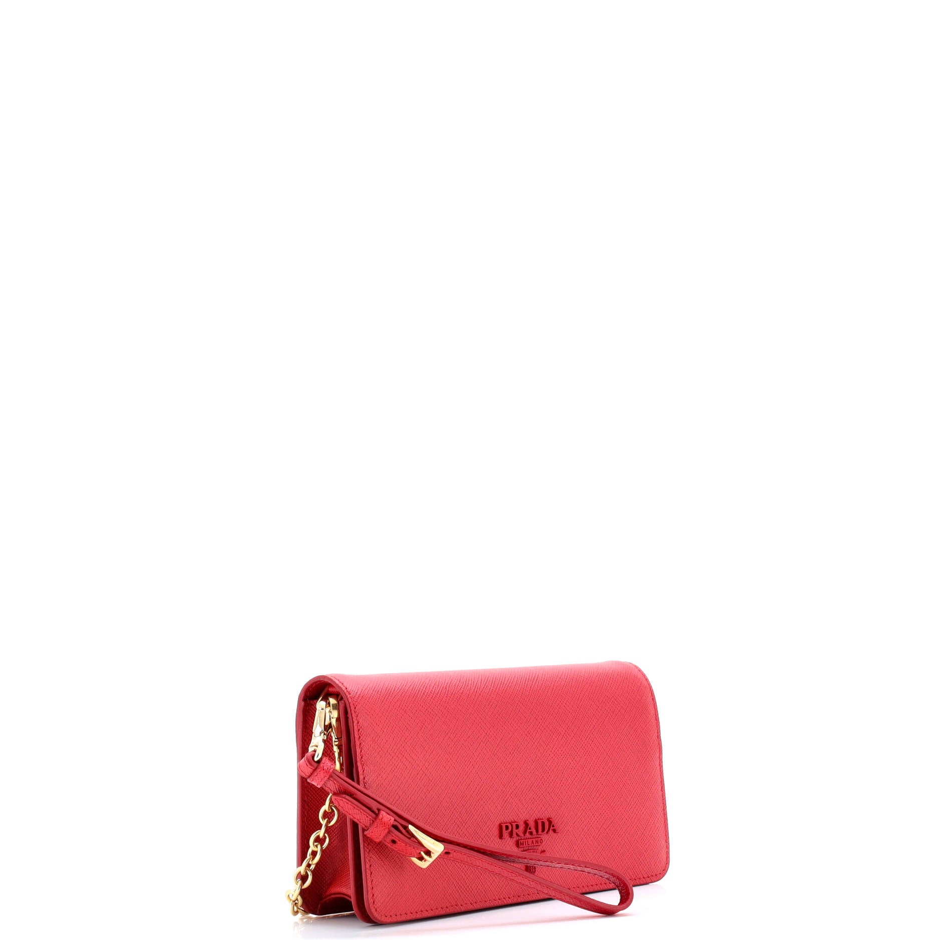 Monochrome Wristlet Wallet on Chain Saffiano Leather Mini
